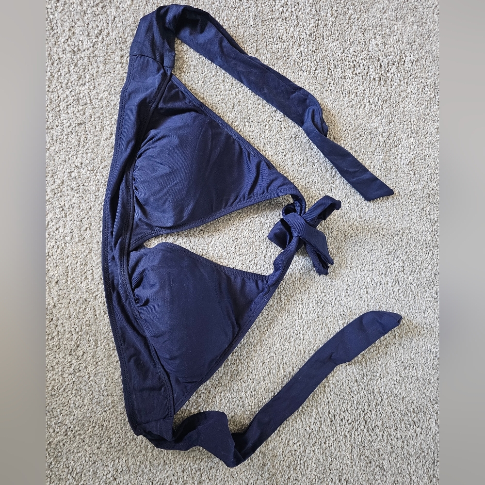 Anne Cole Halter swim top. Navy blue. Size XL